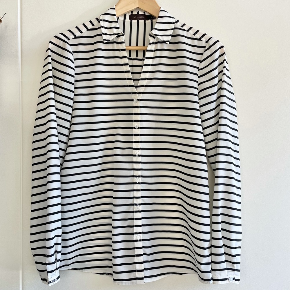 The Limited Striped Button Down Blouse